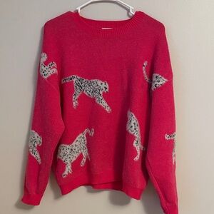 Vibrant Red Animal Print Sweater